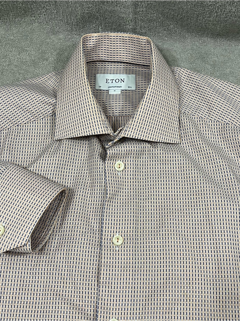 ETON Performance Dress Shirt Mens 15.5 / 39 Geometric Stretch EUC